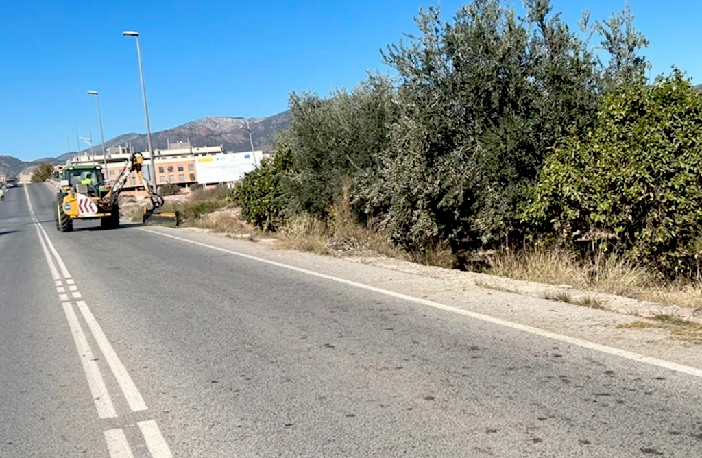 Se estn realizando tareas de desbroce en el tramo que une Totana con la autova de Mazarrn